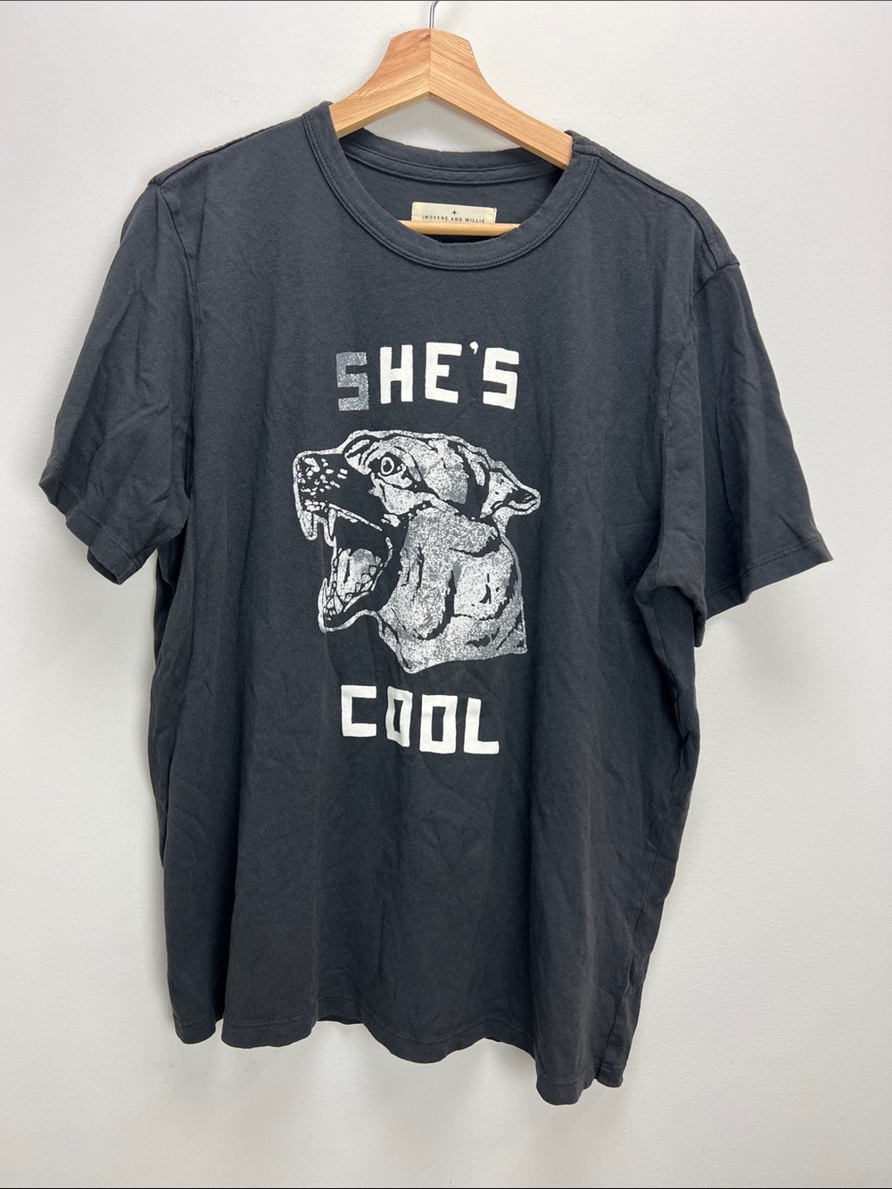 Imogene + Willie She’s Cool Tee Unisex Womens XL Mens Large Gray Made In USA